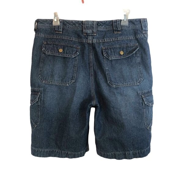 Duluth Trading Cargo Jean Shorts Med Wash High Rise Ladies 12 - Picture 2 of 10